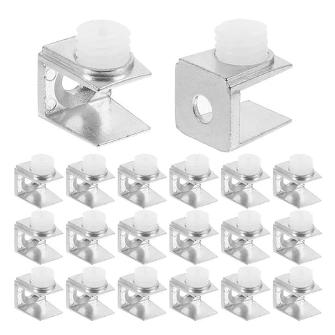 40 Piece Zinc Alloy Glass Shelf Clamp Brackets For Shower Glass Panels And Floating Shelves With Rock Solid Grip Heavy Duty Construction