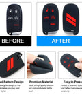 Dodge Key Fob Cover 5 Button Case for Charger Challenger Dart Durango Journey with protective shell, double stripe design, silicone material