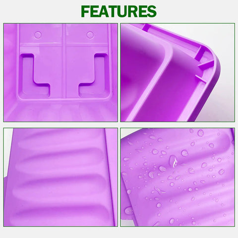 Close-up features of Four Pack Rectangular Window Flower Box Planters With Trays For Balcony Windowsill Garden Durable Eco Friendly Plastic