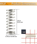 C-750 Compression Spring Four Pack, 0.75 Inch Outer Diameter, 2 Inch Free Length, side and end view with dimensions