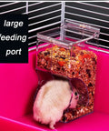 Top Rated Two Piece Automatic Hamster Feeder With Sturdy Wall Mount Brackets And Wide Mouth Design Fits Standard Avian Cages Effortlessly. Hamster feeding from large port.