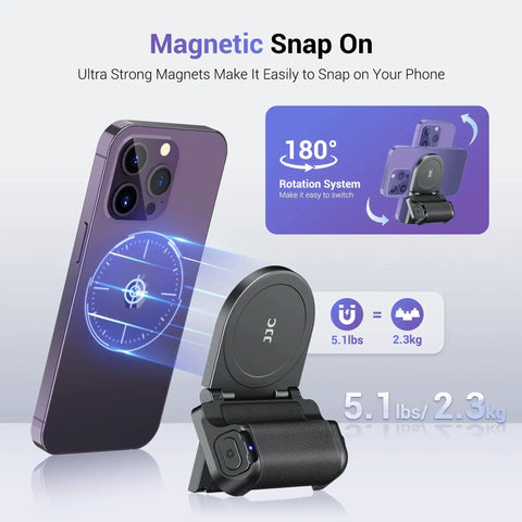 Magnetic Phone Grip Camera Handle With Wireless Shutter Remote For iPhone Android Smartphones MagSafe Compatible