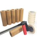 All In One Masking Kit With 9 Inch Brown Paper 6 Rolls And White 1.41 Inch Tape 6 Rolls Plus Built In Dispenser Blade For Quick Prep Ideal For Painting Renovation Do It Yourself Projects