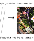 Side view of two stainless steel threaded rods for DIY beaded garden stakes