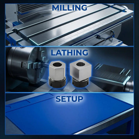 Collet Block Set For CNC Milling And Lathe Workholding, ER32 square and hex blocks, milling and lathing setup.
