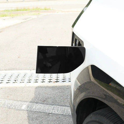Fresh Glossy Black EV Charging Port Cover Trim Compatible With Kia EV9 2024 2025 2026 displayed on electric vehicle.