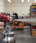 All Purpose Spray Gun With Cup Red Handle 1.8mm Nozzle Adjustable Wide Fan Pattern Dripless 1 Quart Cup Two Piece Build