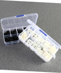 300 Pcs Nylon Spacers Nuts And Screws Assortment Kit In Black And White With Plastic Storage Box For Electronics DIY Projects Easy To Install Durable Nylon Spacers And Nuts And Screws, open box