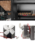 Close-up of Upgraded 2.0RPM Auger Motor Replacement Part for Wood Pellet Grill Smokers showing gears and wiring.