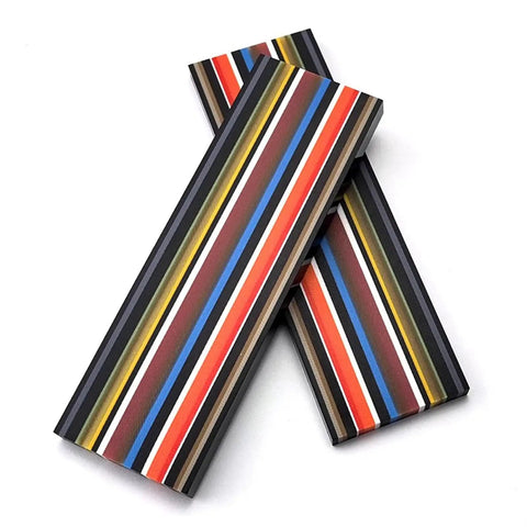1 Pair Knife Handle Slabs For DIY Knifemaking Pearl Resin Polymer Scales And Grips Set, colored stripe pattern