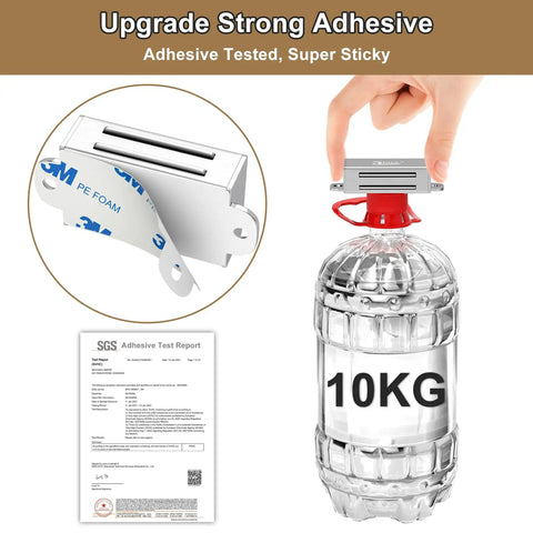 Magnetic Cabinet Door Catch 4 Pack With Dual Install Options Stick On Or Screw Mount holding 10kg weight adhesive test