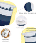 Oversized Cotton Rope Laundry Hamper Tall Stand Up Basket showing gradient blue design, elegant handles, and reinforced stitching.