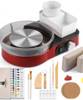 Pottery Wheel Kit For Beginners Kids Teens And Adults With 6 Inch Turntable Two Way Rotation And Two Point Two Pound Clay Includes Complete Art Supplies Sculpting Tools Paints Brushes Palette Sponge Bats And Gift Ready Red