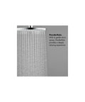 Solid Complete Shower System Featuring Smooth Three Spray Modes With Rapid Connect Handshower And Broad Rain Head Boasting Auto Temperature Control In Slick Brushed Nickel, close-up of PowderRain feature.