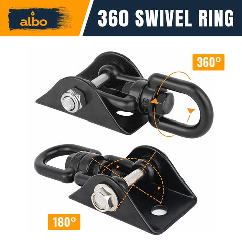 Heavy Duty Ceiling Mount Swing Hangers Two Pack With 360 Degree Swivel Carabiners 2650 Lbs Capacity Solid Steel Construction