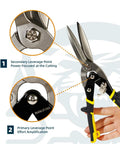 12 Inch Aviation Tin Snips Heavy Duty Metal Shears For Tough Sheet Metal Cutting With Chromoly Steel Blades And Extended Leverage