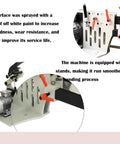 Badass Heavy Duty Belt Grinder And Sander Polisher With Variable Speed Setup For Knife Sharpening showing motor and double stands.