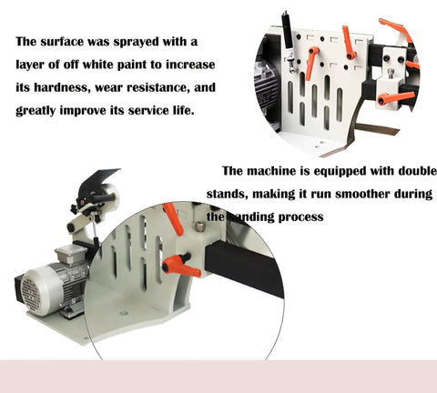 Badass Heavy Duty Belt Grinder And Sander Polisher With Variable Speed Setup For Knife Sharpening showing motor and double stands.