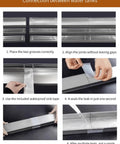 Instructions for sealing water tanks with transparent tape showing application and effectiveness.