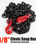 Heavy Duty Three Eighth Inch By Twenty Feet G80 Binder Chain With Clevis Grab Hooks For Flatbed Trailers And Trucks Safe Working Load 7100 Pounds Ideal For Secure Towing And Tie Downs