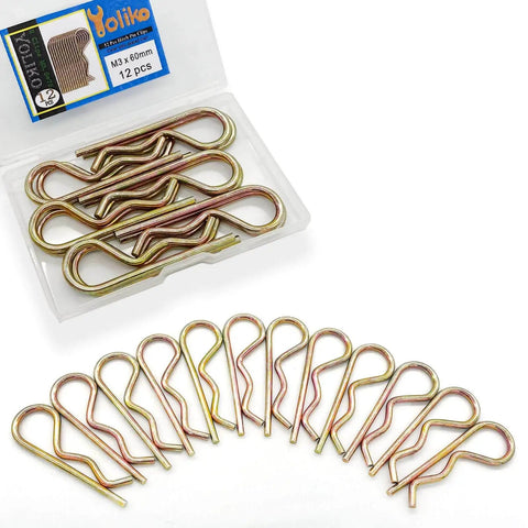 Heavy Duty Hitch Pins R Clips Set 12 Pack M3x60mm Zinc Coated Cotter Pins For Trailers Trucks Mowers And Carts