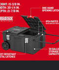VersaStack 30 Gallon Quick Access Rolling Tool Chest With Half Lid Top, IP54 rated, rust-resistant latches, on wheels