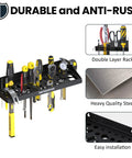 Wall Mount Tool Storage Rack With 51 Tool Holes For Screwdrivers, Wrenches, Pliers And More, Space Saving Utility Shelf with tools