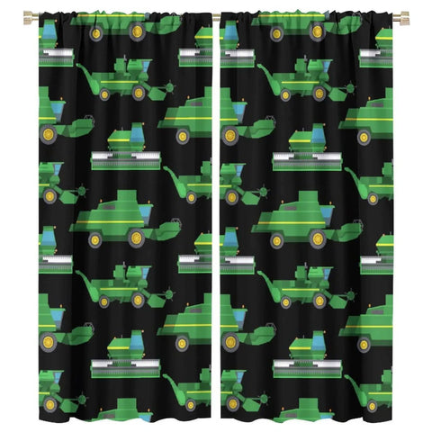 Farm Machinery Themed Window Curtains For Kids And Teens, Tractor And Combine Decor, Rod Pocket Curtain 42 By 54 Inch, Thirty Percent Blackout