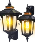 Two Pack Solar Wall Lantern Lights Outdoor With Motion Sensor, Three Lighting Modes, Dusk To Dawn LED Exterior Wall Sconces