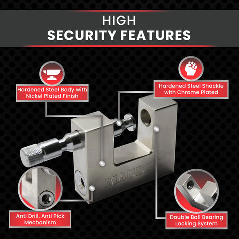 MDP 70 Heavy Duty Padlock with 0.59 Inch Shackle, Hardened Steel, Anti Drill, Anti Pick, Nickel Plated Finish