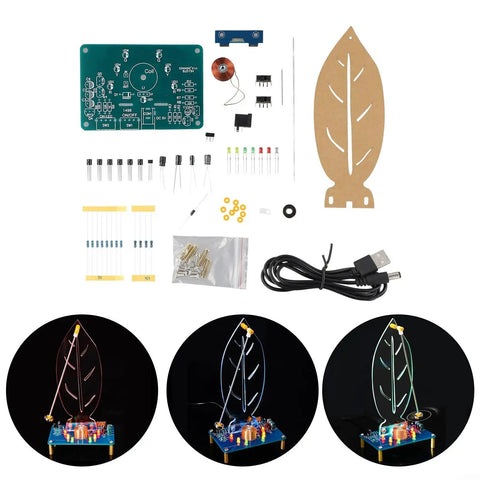 Electromagnetic Swing Soldering Practice Kit With Multicolor LED Lights For Students and Hobbyists DIY set components