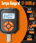 Half Inch Digital Torque Wrench Adapter Set With Buzzer And LED Indicator, 17 To 340 Newton Meters, 12.54 To 250.8 Foot Pounds, Electronic Torque Adapter For Automotive Motorcycle And Car Repair, Precision Readouts, front view