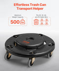 Heavy Duty Trash Can Dolly For 20 32 44 And 55 Gallon Bins Two Pack with four smooth swivel wheels and sturdy construction.