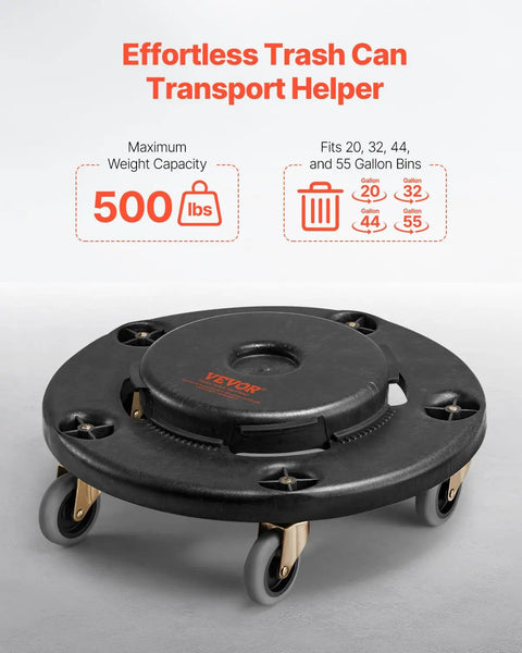 Heavy Duty Trash Can Dolly For 20 32 44 And 55 Gallon Bins Two Pack with four smooth swivel wheels and sturdy construction.