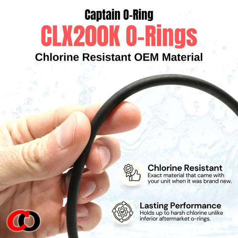 Replacement Viton O Ring For Hayward Pool Chlorinator Lids CL200 CL220 CL220BR CLX200K 2 Pack Chlorine Resistant FKM Seal For Durable Chem Feeder Lid, black O-ring held by hand
