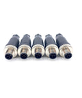 Five M12 5 Pin B Code Male Circular Connector IP67 Waterproof For Industrial Sensors, brass gold-plated contacts, field assembly adapters shown.