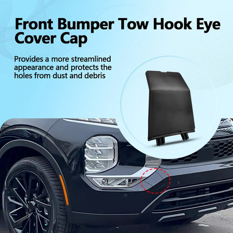 Mitsubishi Outlander Front Bumper Tow Hook Eye Cover Cap Replacement For 2022 2023 2024 Replaces 6400L364 on a car bumper