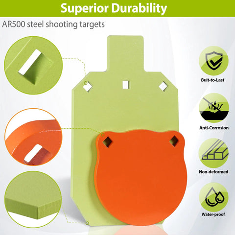 AR500 Steel Shooting Targets Combo Three Eighths Inch Thick Built Tough for 6 Inch and 7x12 Inch with Neon Glow
