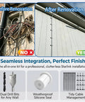 Rock The Perfect Starlink Wall Setup With This Super Sleek Routing Kit For Gen2 And Gen3 Dishes Plus Mini Ethernet Models, Includes 34 Inch Drill Bit White Steel Seal Clips Ties To Keep Cables Neat And Mess-Free Easy Install. before and after wall cable routing kit
