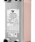 40 Plate Water To Water Brazed Plate Heat Exchanger 3 By 8 Inch Copper Edges With SS316L Stainless Steel For Floor Heating Water Heating And Snow Melting Heavy Duty High Pressure High Temperature Ready, side view of copper-edged connections