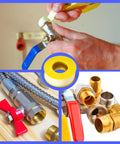 Extra Wide Three Quarter Inch Gas Tape, 390 Inch Long, Four Mil PTFE Thread Sealant For Gas Lines applied to fitting