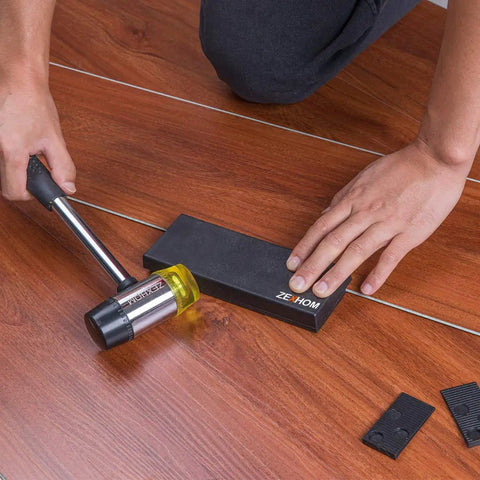 Pro Grade Laminate Flooring Installation Kit With 40 Spacers Upgraded Tapping Block Widened Pull Bar And Heavy Duty Mallet for installation
