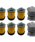 Direct Bolt On Body Mount Bushing Kit For Ford F250 F350 F450 F550 Trucks 2008 Through 2016, featuring yellow rubber mounts with metal plates.