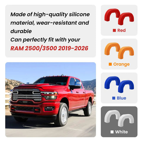 RAM 2500 3500 Front Tow Hook Covers Hitch Cover Custom Fit 2019 2026 Red Truck Ready Style Durable Front Bumper