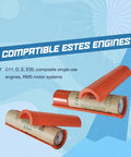 Dual Pack 24-Millimeter To 29-Millimeter Engine Adapters for Model Rockets with Paper Motor Adapters and Orange Shell