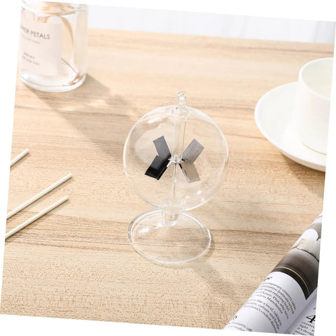 Solar Power Crookes Radiometer Glass Windmill Vane Sunlight Energy Meter Toy for office table display