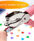 2 Pack Handheld Hole Punch Set With Heart And Star Shape Punches, showing pink handle and stainless steel construction.