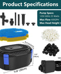 Plug And Play Pond Filter With Pump Fountain Kit 400 GPH Three Spray Patterns Bell Volcano Daisy Water Feature components