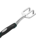 Mr. Pen Black Mini Hand Rake, metal 3-prong garden cultivator with black handle for weeding (side view)