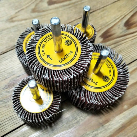 10 Piece One Quarter Inch Abrasive Flap Wheel Sander Set With Aluminum Oxide Flap Wheels for rotary tools, various sizes
